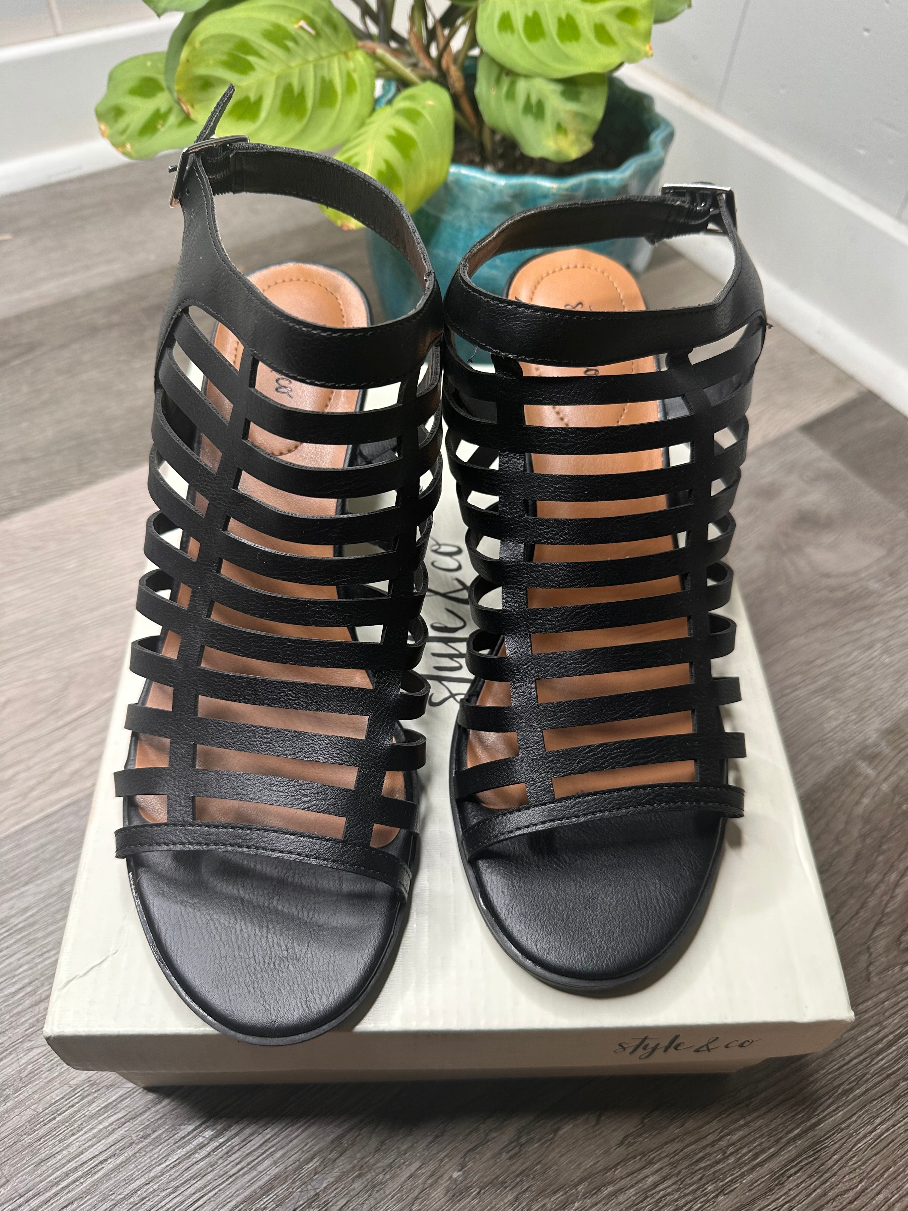 Women's Haileyy Caged Upper Cone Heel Dress Sandals 10M