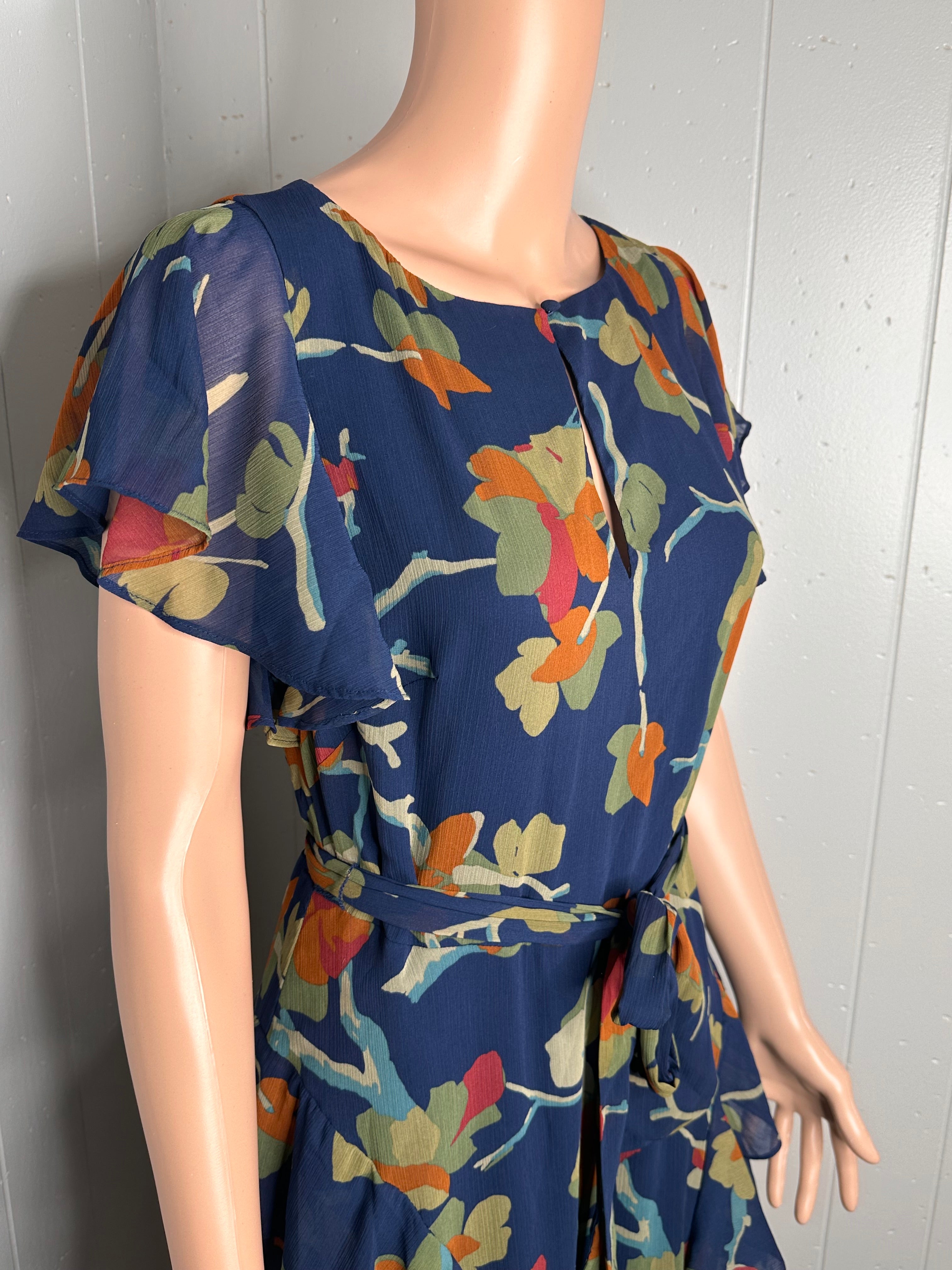 NWT LAUREN Ralph Lauren  Floral Ruffle-Trim Georgette Dress Size 2