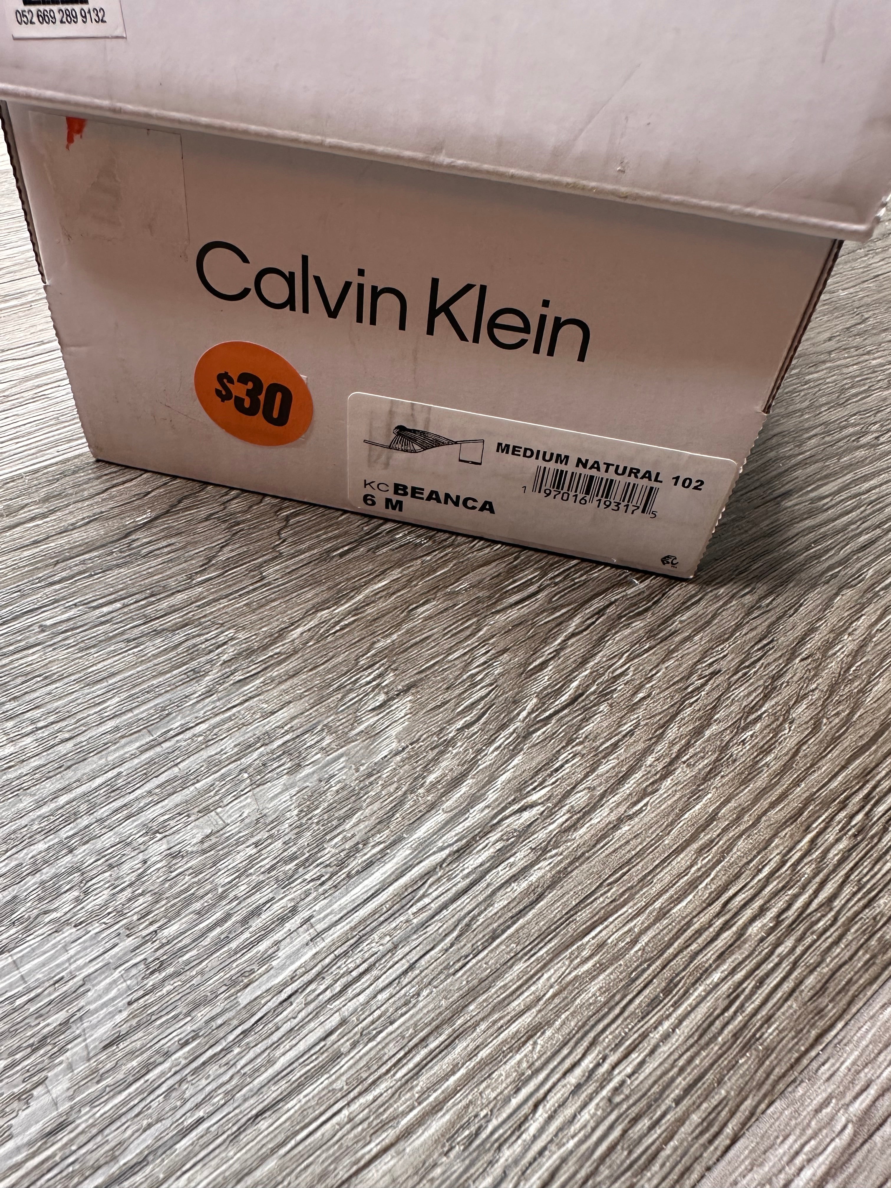 Calvin Klein Womens Beanca Faux Leather Slip-On Strappy Sandals 6M